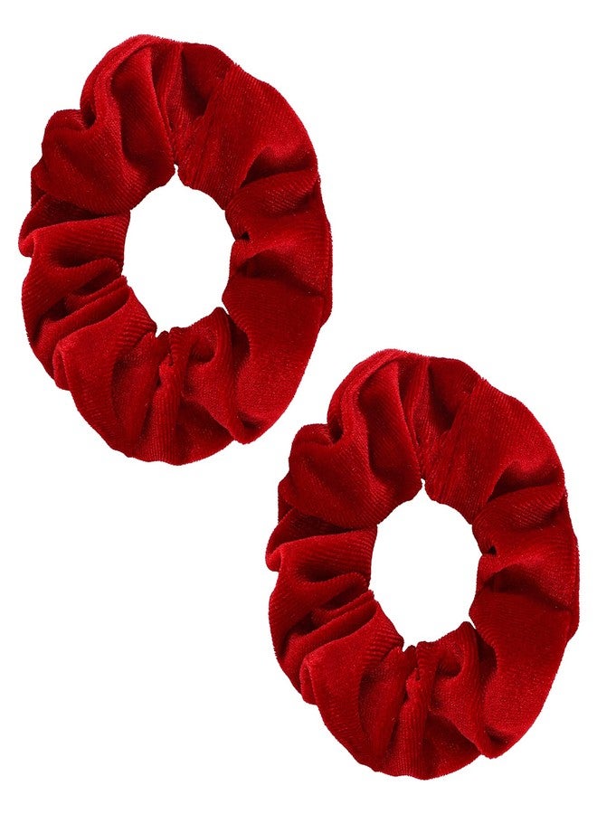 WLLHYF 2 Pcs Red Velvet Hair Scrunchies Large Size Hair Bands Cute Rope Elastic Ties for Girls Women Valentine's Day Gifts Wristband Ponytail Holders Christmas Hair Accessories (Red) - Image 1